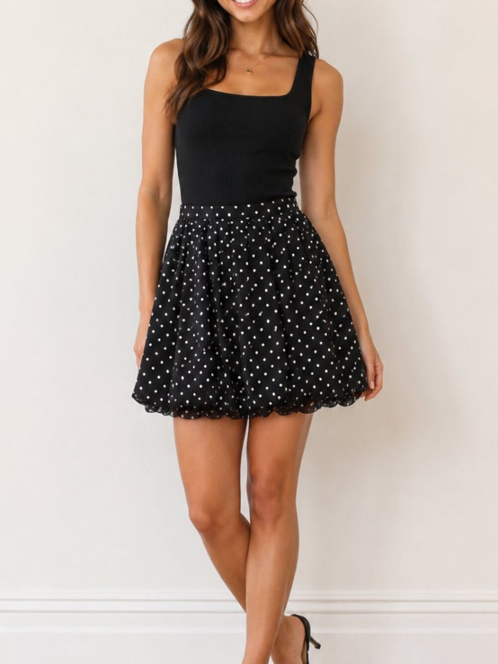 Vintage Chuck Jones Black Polka Dot Bubble Skirt Size 4